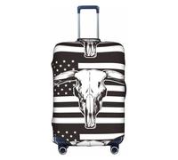 Salelf Bull Skull on the US Flag_68968362 for Luggage Cover Washable Elasticated Suitcase Covers TSA Approved Stylish Dust and Scratch Resistant Case Protector for Kids and Adults, White, S