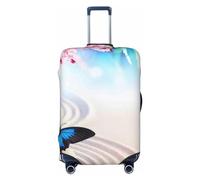 Salelf Butterfly In Blossoms Zen Luggage Cover Washable Elasticated Luggage Covers for Suitcase TSA Approved Stylish Scratch Resistant Luggage Case Protector, Black, L (26-28 in suitcase)