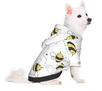 Salelf Cartoon Doodle Cute Bees for Small Dog Hoodie for Winter Fall, Warm Polyester Puppy Clothes with Hood, Soft Cozy Dog Sweater for Small Breeds, Cold Weather Pet Apparel