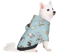 Salelf Cartoon Doodle Puppy for Small Dog Hoodie for Winter Fall, Warm Polyester Puppy Clothes with Hood, Soft Cozy Dog Sweater for Small Breeds, Cold Weather Pet Apparel