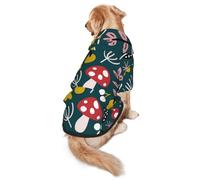 Salelf Cartoon Leaf Mushroom Red Dog Hoodie Security Dog Hoodie Sweater with Pocket and Leash Hole Warm Pet Clothes Dog Winter Sweatshirt for Medium Large Dogs
