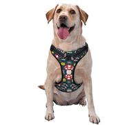 Salelf Cartoon Leaf Mushroom Red No Pull Dog Harness Reflective Adjustable Pet VES No Choke Front Clip Pet Harness with 2 Leash Clips + 1 Pet Leash for Large Dog Walking