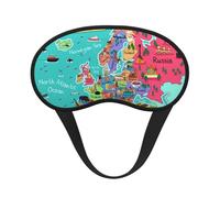 Salelf Cartoon Map of Europe Sleep Mask Adjustable Eye Mask Soft Sleeping Eye Covers for Sleeping Perfect Shading Reduce Edema