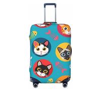 Salelf Cat and Fish Bones for Luggage Cover Washable Elasticated Suitcase Covers TSA Approved Stylish Dust and Scratch Resistant Case Protector for Kids and Adults, Black, X-Large