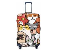 Salelf Cats & Dogs Group Luggage Cover Washable Elasticated Luggage Covers for Suitcase TSA Approved Stylish Scratch Resistant Luggage Case Protector, Black, X-L (28.3-31.5 in suitcase)