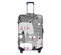 Salelf Cats Group Luggage Cover Washable Elasticated Luggage Covers for Suitcase TSA Approved Stylish Scratch Resistant Luggage Case Protector, Black, X-L (28.3-31.5 in suitcase)