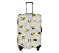 Salelf Cheerful Bumble Bees and Daisies for Luggage Cover Washable Elasticated Suitcase Covers TSA Approved Stylish Dust and Scratch Resistant Case Protector for Kids and Adults, White, X-Large