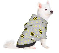 Salelf Cheerful Bumble Bees and Daisies for Small Dog Hoodie for Winter Fall, Warm Polyester Puppy Clothes with Hood, Soft Cozy Dog Sweater for Small Breeds, Cold Weather Pet Apparel