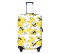 Salelf Cheerful Bumble Bees for Luggage Cover Washable Elasticated Suitcase Covers TSA Approved Stylish Dust and Scratch Resistant Case Protector for Kids and Adults, Black, Small