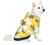 Salelf Cheerful Bumble Bees for Small Dog Hoodie for Winter Fall, Warm Polyester Puppy Clothes with Hood, Soft Cozy Dog Sweater for Small Breeds, Cold Weather Pet Apparel