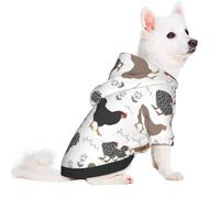 Salelf Chickens and Doodle Flowers for Small Dog Hoodie for Winter Fall, Warm Polyester Puppy Clothes with Hood, Soft Cozy Dog Sweater for Small Breeds, Cold Weather Pet Apparel
