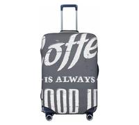 Salelf Coffee Is Always A Good Idea Luggage Cover Washable Elasticated Luggage Covers for Suitcase TSA Approved Stylish Scratch Resistant Luggage Case Protector, Black, L (26-28 in suitcase)