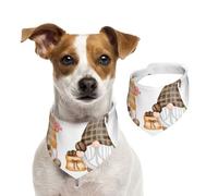 Salelf Coffee Lover Gnome for Dog Bandana Adjustable - Quick Dry & Breathable Cotton, Cute Floral Pattern for Small Medium Large Dogs, Perfect for Holiday Photos