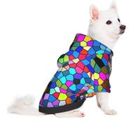 Salelf Colorful Tie Dye Stained Glass 2 for Small Dog Hoodie for Winter Fall, Warm Polyester Puppy Clothes with Hood, Soft Cozy Dog Sweater for Small Breeds, Cold Weather Pet Apparel