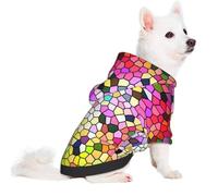 Salelf Colorful Tie Dye Stained Glass 3 for Small Dog Hoodie for Winter Fall, Warm Polyester Puppy Clothes with Hood, Soft Cozy Dog Sweater for Small Breeds, Cold Weather Pet Apparel