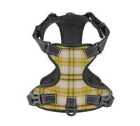 Salelf Contrast Bright Check Plaid No Pull Dog Harness Reflective Adjustable Pet VES No Choke Front Clip Pet Harness with 2 Leash Clips + 1 Pet Leash for Large Dog Walking