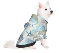 Salelf Corals and Seashells for Small Dog Hoodie for Winter Fall, Warm Polyester Puppy Clothes with Hood, Soft Cozy Dog Sweater for Small Breeds, Cold Weather Pet Apparel