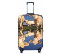Salelf Cows Cattles Luggage Cover Washable Elasticated Luggage Covers for Suitcase TSA Approved Stylish Scratch Resistant Luggage Case Protector, Black, M (22.8-25 in suitcase)