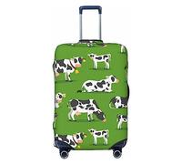 Salelf Cows With Calfs Green Luggage Cover Washable Elasticated Luggage Covers for Suitcase TSA Approved Stylish Scratch Resistant Luggage Case Protector, Black, X-L (28.3-31.5 in suitcase)