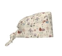 Salelf Cute Animals in Autumn Forest Working Cap Scrub Caps with Sweatband Adjustable Scrub Hat for Women Men Nurse Hats Black, Black, One Size