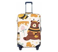 Salelf Cute Bee Honey Jar Hive Bear Luggage Cover Washable Elasticated Luggage Covers for Suitcase TSA Approved Stylish Scratch Resistant Luggage Case Protector, Black, S (18.8-20.8 in suitcase)