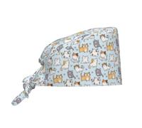 Salelf Cute Cat Working Cap Scrub Caps with Sweatband Adjustable Scrub Hat for Women Men Nurse Hats Black