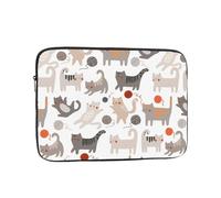 Salelf Cute Cats Play with Balls for Laptop Sleeve for Laptop Sleeve for 10-17 Inch MacBook Air/Pro, Dell, HP, Shockproof Water Resistant Protective Case for School & Travel