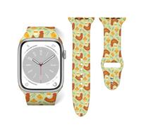 Salelf Cute Chicken and Chicks for Extra Long Apple Watch Band with Dual Buckle, Stretchy Silicone Strap, Sport Fashion Bands for Women Men Compatible with iWatch Series 9/8/SE