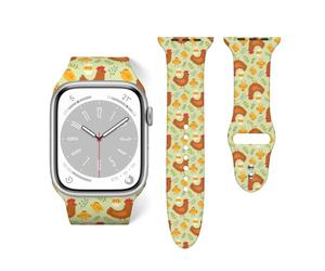 Salelf Cute Chicken and Chicks for Extra Long Apple Watch Band with Dual Buckle, Stretchy Silicone Strap, Sport Fashion Bands for Women Men Compatible with iWatch Series 9/8/SE