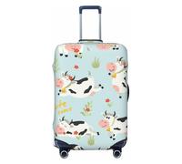 Salelf Cute Cows for Luggage Cover Washable Elasticated Suitcase Covers TSA Approved Stylish Dust and Scratch Resistant Case Protector for Kids and Adults, Black, S