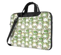 Salelf Cute Frog in Various Poses for 360 Protection Laptop Bag for 13-15.6 Inch, Business Messenger Briefcase, Black, 14 inch