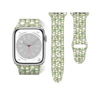 Salelf Cute Frog in Various Poses for Extra Long Apple Watch Band with Dual Buckle, Stretchy Silicone Strap, Sport Fashion Bands for Women Men Compatible with iWatch Series 9/8/SE