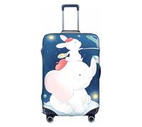 Salelf Cute Little Bunny Elephant Painting A Planet for Luggage Cover Washable Elasticated Suitcase Covers TSA Approved Stylish Dust and Scratch Resistant Case Protector for Kids and Adults, White, M