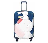 Salelf Cute Little Bunny Elephant Painting A Planet for Luggage Cover Washable Elasticated Suitcase Covers TSA Approved Stylish Dust and Scratch Resistant Case Protector for Kids and Adults, Black, M
