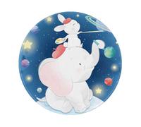Salelf Cute Little Bunny Elephant Painting A Planet for Round Mouse Pad with Stitched Edge Premium-Textured Waterproof Non-Slip Rubber Base Desktop Protection Mat Diameter 8.7 inches