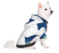 Salelf Cute Little Bunny Elephant Painting A Planet for Small Dog Hoodie for Winter Fall, Warm Polyester Puppy Clothes with Hood, Soft Cozy Dog Sweater for Small Breeds, Cold Weather Pet Apparel