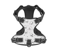 Salelf Cute Naive Skulls No Pull Dog Harness Reflective Adjustable Pet VES No Choke Front Clip Pet Harness with 2 Leash Clips + 1 Pet Leash for Large Dog Walking