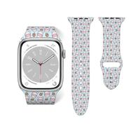 Salelf Cute Rabbit with Strawberry for Extra Long Apple Watch Band with Dual Buckle, Stretchy Silicone Strap, Sport Fashion Bands for Women Men Compatible with iWatch Series 9/8/SE