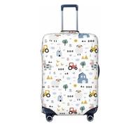 Salelf Cute Sheep and Cows Luggage Cover Washable Elasticated Luggage Covers for Suitcase TSA Approved Stylish Scratch Resistant Luggage Case Protector, Black, X-L (28.3-31.5 in suitcase)