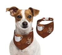 Salelf Cute Sloths Bear Relaxing in Coffee Cup for Dog Bandana Adjustable - Quick Dry & Breathable Cotton, Cute Floral Pattern for Small Medium Large Dogs, Perfect for Holiday Photos