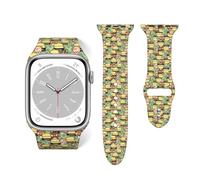 Salelf Cute Teddy Bear in Various Poses for Extra Long Apple Watch Band with Dual Buckle, Stretchy Silicone Strap, Sport Fashion Bands for Women Men Compatible with iWatch Series 9/8/SE