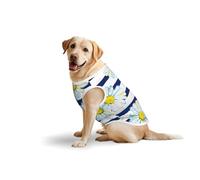 Salelf Daisy Striped Nautical Dog Costume All Seasons Soft Pure Cotton Pet Harness Outerwear for Medium Large Dogs Outdoor Walking
