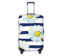 Salelf Daisy Striped Nautical Luggage Cover Washable Elasticated Luggage Covers for Suitcase TSA Approved Stylish Scratch Resistant Luggage Case Protector, Black, X-L (28.3-31.5 in suitcase)