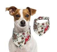 Salelf Dark Enchanted Flowers and Birds for Dog Bandana Adjustable - Quick Dry & Breathable Cotton, Cute Floral Pattern for Small Medium Large Dogs, Perfect for Holiday Photos