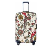 Salelf Dark Enchanted Flowers And Birds for Luggage Cover Washable Elasticated Suitcase Covers TSA Approved Stylish Dust and Scratch Resistant Case Protector for Kids and Adults, Black, L