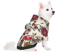 Salelf Dark Enchanted Flowers and Birds for Small Dog Hoodie for Winter Fall, Warm Polyester Puppy Clothes with Hood, Soft Cozy Dog Sweater for Small Breeds, Cold Weather Pet Apparel