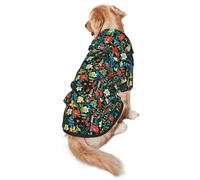 Salelf Dark English Floral Dog Hoodie Security Dog Hoodie Sweater with Pocket and Leash Hole Warm Pet Clothes Dog Winter Sweatshirt for Medium Large Dogs