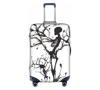 Salelf Day of the Dead Skeleton for Luggage Cover Washable Elasticated Suitcase Covers TSA Approved Stylish Dust and Scratch Resistant Case Protector for Kids and Adults, White, Medium