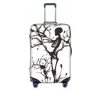 Salelf Day of the Dead Skeleton for Luggage Cover Washable Elasticated Suitcase Covers TSA Approved Stylish Dust and Scratch Resistant Case Protector for Kids and Adults, White, Large