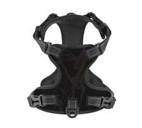 Salelf Day of The Dead Skeleton No Pull Dog Harness Reflective Adjustable Pet VES No Choke Front Clip Pet Harness with 2 Leash Clips + 1 Pet Leash for Large Dog Walking